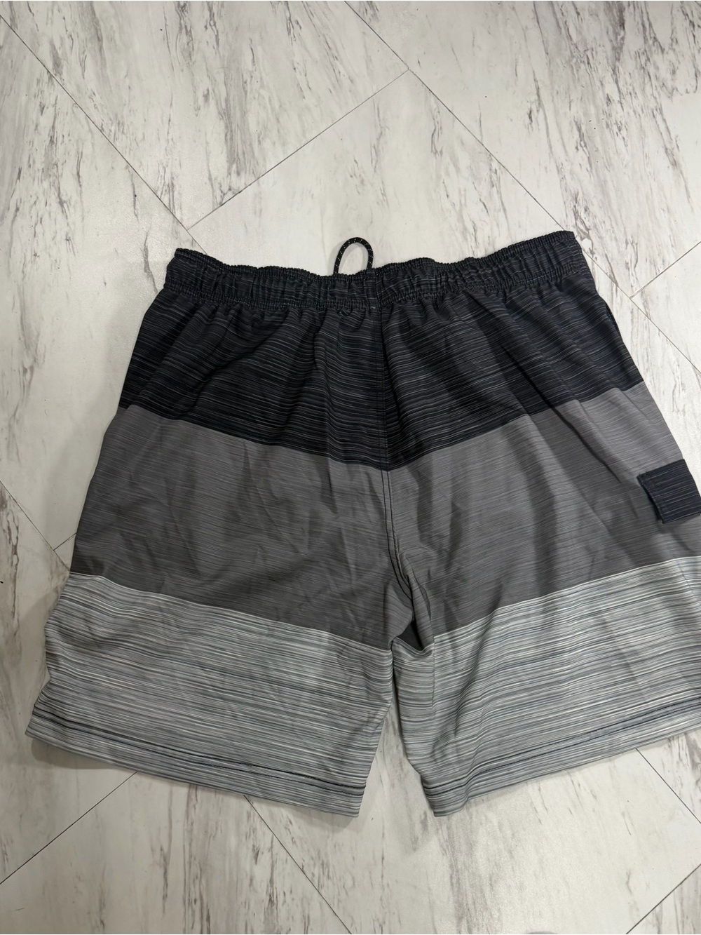George Men's Black and Gray Striped Swim Trunks
